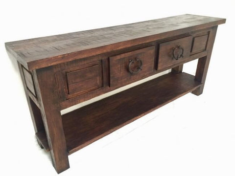 Juárez Mid Century Rustic Wood & Iron Console Table Made In Mexico (Multiple Size Options)