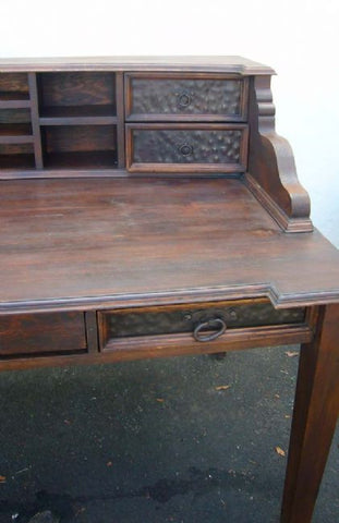 Rustic Writing Desk "Laguna Madre" Made In Mexico With Hand Forged Iron Detail