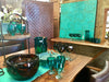 Exquisite Ice Bucket Handblown Solid Mexican Glass (Teal Green)