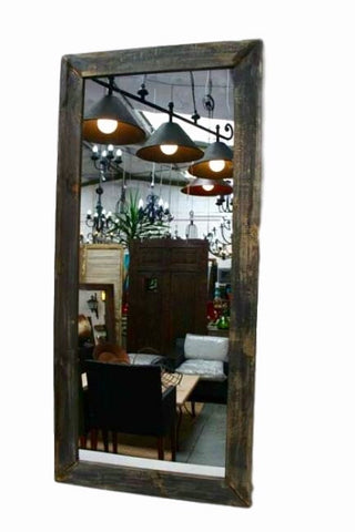 Black Washed Authentic Aged Wood Mirror - Rustic Character Piece