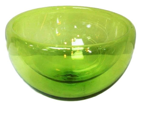 Luxury Handblown Double Glass Salad Bowl / Serving Bowl For Entertaining (Lime)
