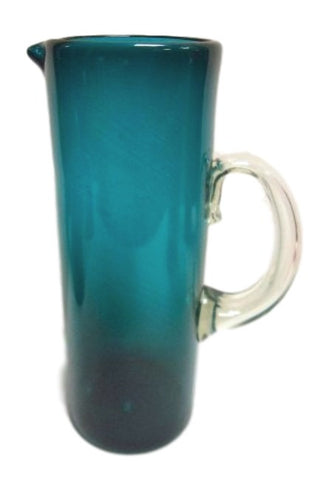 Handblown Jug Solid Mexican Glass (Teal Colour) - Water, Margaritas or Juice