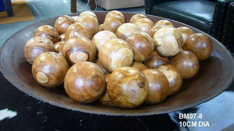 Decorative Teak Wood Ball Hand Turned Natural Interiors
