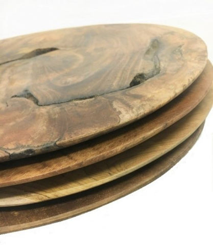 Decorative Cheese Platter Teak Wood Hand Turned Natural Interiors