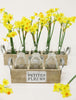 Five Petites Fleurs Bottles Sitting In A Wood Tray -Decorative Chic for BBQs / Pot Pourri