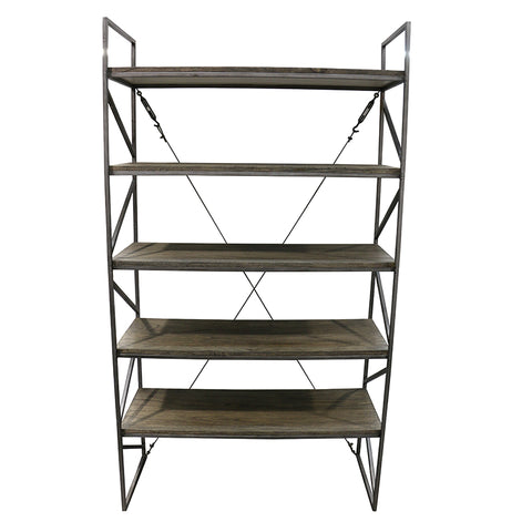 Ernesto Industrial Geometric Wood & Iron Bookcase / Shelving Unit