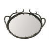 Antler Style Aluminium Round Mirror Decorative Tray - Silver