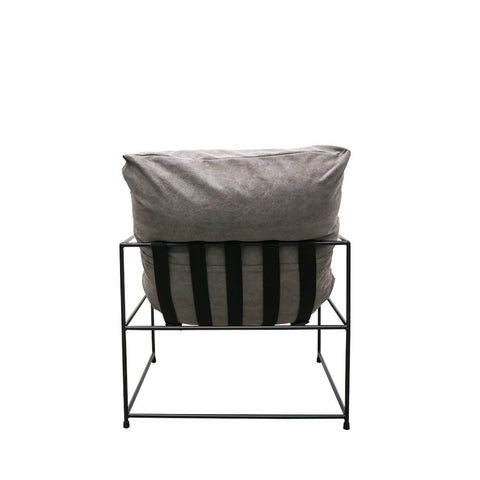 Lauro Slingback Club Chair Grey Linen & Iron Modern Chic Lounge Chair Armchair