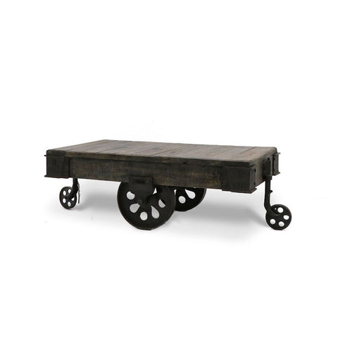 Dark Railway Vintage Baggage Trolley Recycled Coffee Table - Rustic Industrial Statement Piece