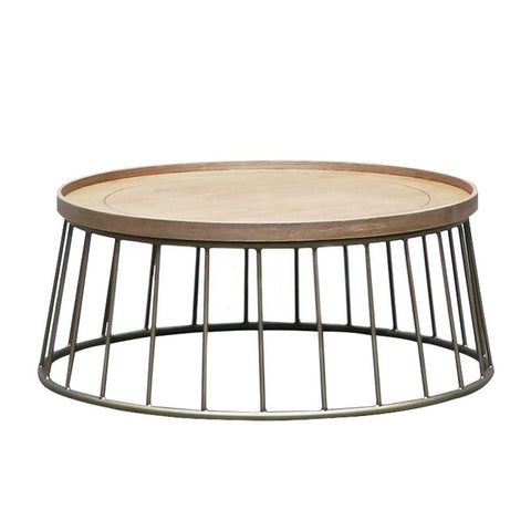 Reid Oak & Brass Chic Coffee Table - Geometric Modern