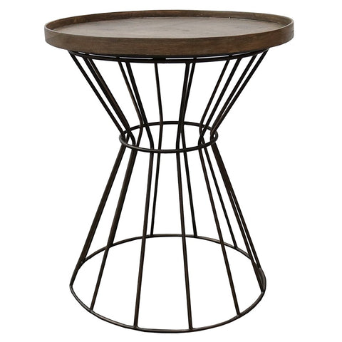 Grenada Iron & Dark Wood Motif Side Table