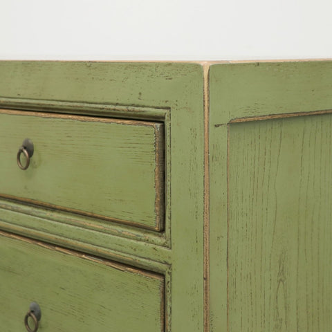 Distressed Green Oriental 6 Drawer Dresser / Commode