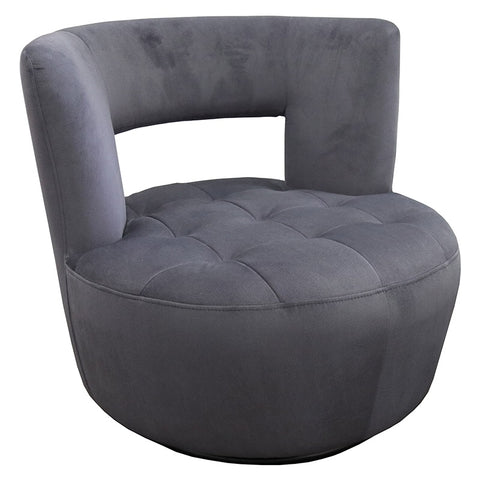 Barclay Swivel Lounge Chair Velvet Grey Smoke