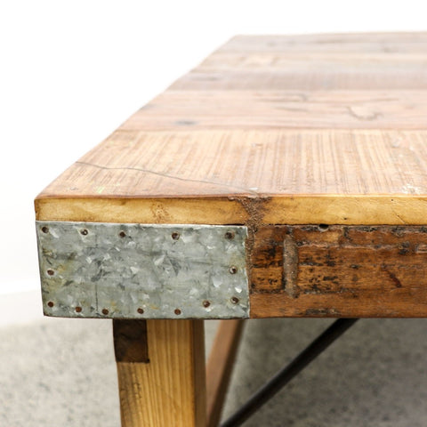 Original Metal Edge Rustic Wood Interior Design Coffee Table