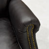 Three Seater Brunswick Aged Onyx Edwardian Leather Sofa / Lounge