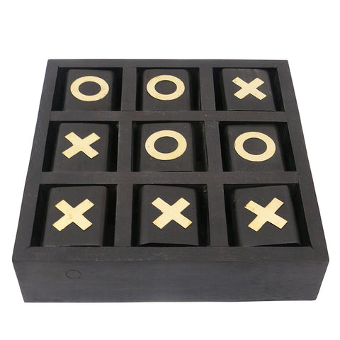 Interior Design Tic Tac Toe Revolving Decorative Showpiece Black & Brass