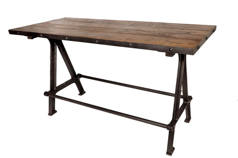 Wood & Iron Original Vintage Kitchen Bar Leaner Table Made From Teak