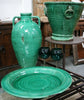 Double Handled Classical Italian Ceramic Urn With Teal Glaze