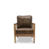 Brown Leather & Natural Wood Frame Reid Contemporary Elegance Sofa / Lounge Armchair