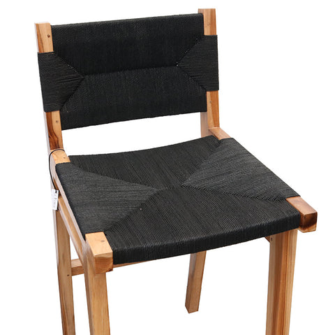 Zara Modernist Teak & Plaited Loom Counter Chair / Bar Stool