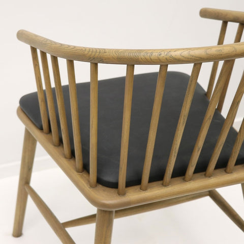 Ankara Wood & Black Leather Dining Chair / Occasional Chair