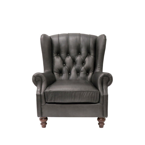 Sanford Wingback Antique Style Armchair / Occasional Chair Italian Leather