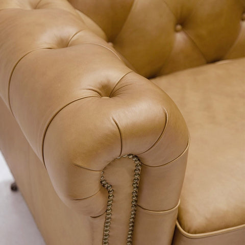 Stanhope Chesterfield Camel Luxury Leather Sofa / Lounge Armchair