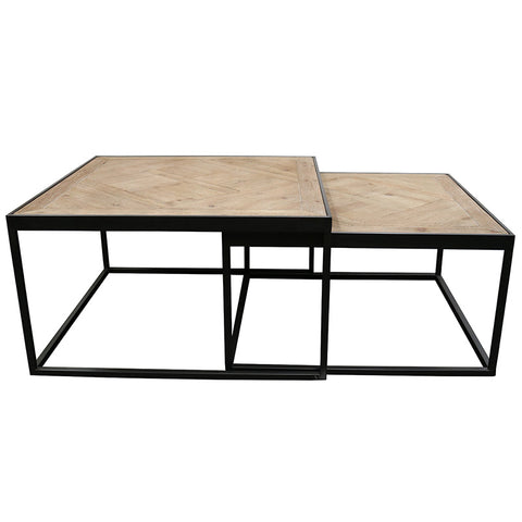 Cambridge Chevron Wood & Iron Styled Coffee Table Set