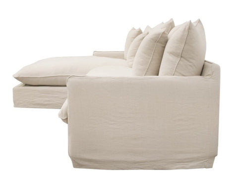 Lotus Luxurious Modern Slipcover 2.5 Seater Modular Sofa / Lounge LH Chaise Oatmeal Colour