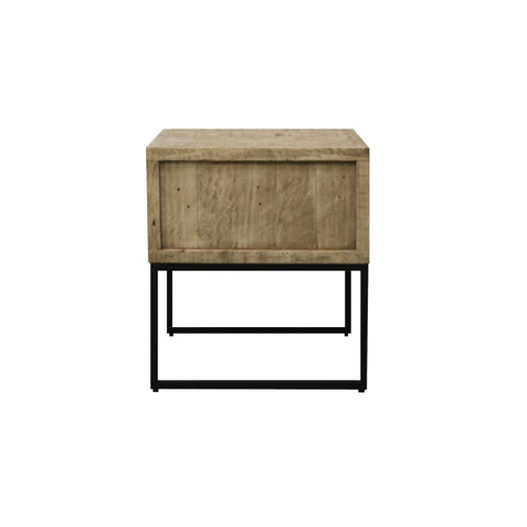 Monterey Reclaimed Pine & Iron Side Table / Bedside Table Natural Elm Colour