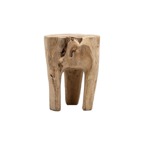 Rustic Reclaimed Teak Tooth Wood Side Table / Stool - Natural & Modern