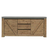 Alorac Modern Concrete & Acacia Hardwood Sideboard - Soft Close Doors & Drawers