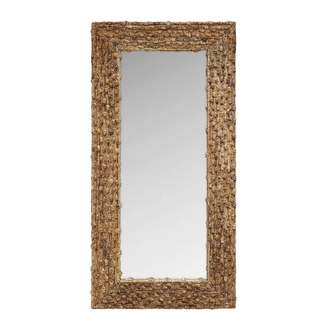 Rafina Banana Bark Rattan Aesthetic Floor Standing Wall Mirror Leaner