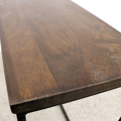 Minimalist Rustic Mango Wood & Black Iron Frame Console Table