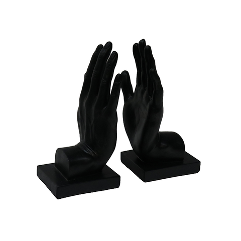 Hands Meeting Library Bookends Decorative Ornaments - Great Interior Décor (Black)
