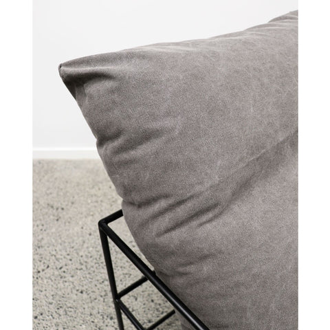 Lauro Slingback Club Chair Grey Linen & Iron Modern Chic Lounge Chair Armchair