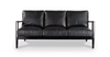 Reid Black Leather & Black Wood Frame Three Seater Sofa / Lounge - Contemporary Luxury