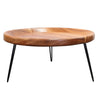 Suar Wood & Iron Modern UFO Geometric Tripod Coffee Table