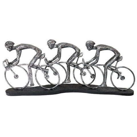 Modern Rustic Black & Silver Cyclists Ornament