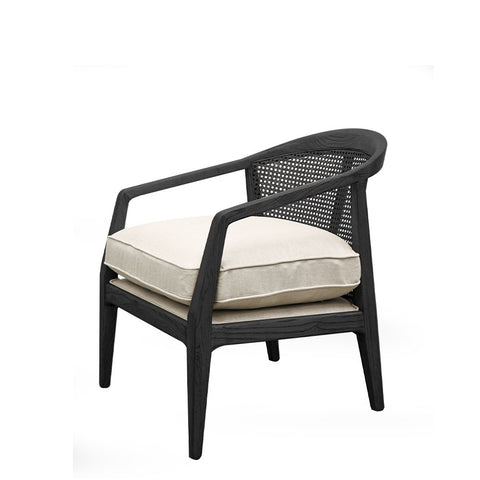 Newport Modern Fabric & Rattan Armchair / Occasional Chair - Black