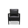 Black Leather & Black Wood Frame Reid Contemporary Elegance Sofa / Lounge Armchair