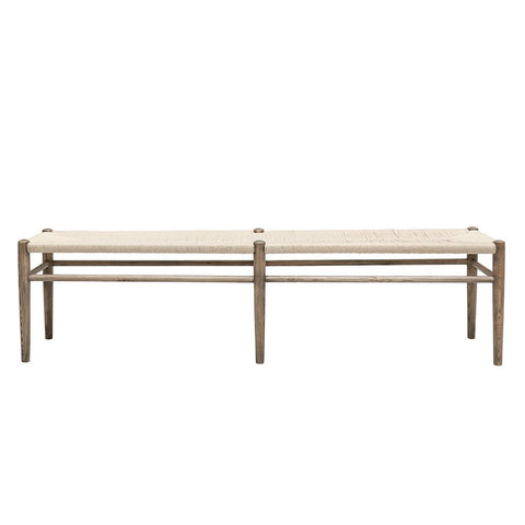 Joffre Natural Rattan Weave & Oak Wood Bench Seat 180cm