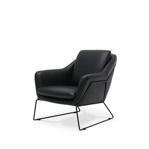 Italian Leather Modern Workshop Chic Lounge Chair Armchair - Aged Black