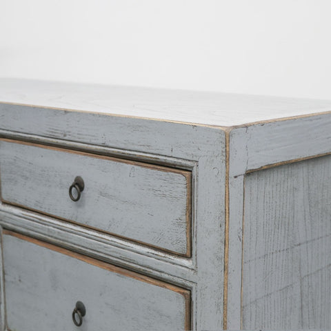Distressed Blue/Grey Oriental 6 Drawer Dresser / Commode