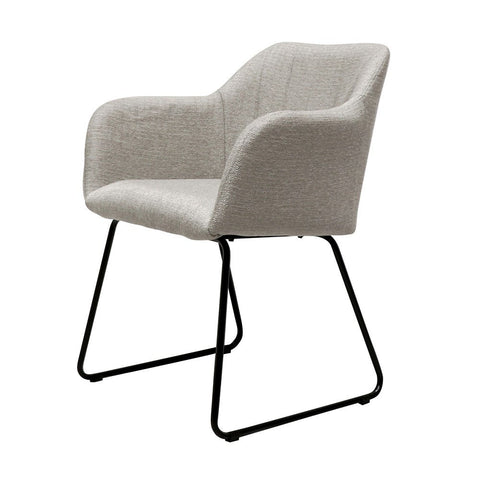 Folio Grey Fabric & Sleigh Metal Frame Dining Chair