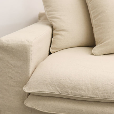 Keely Slipcover Sofa / Lounge Oatmeal Colour 2 Seater