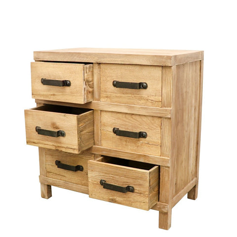 Recycled Elm 6 Drawer Chest - Handcrafted Farmhouse Chic