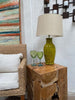 Mexican Ceramic Handmade Lamp Base With Linen Shade (Citrus Lime)