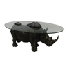 Modern Whimsical Rhino Side Table / Alcove Table With Glass Top