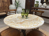 Café Bistro Style Onyx Marble Dining Table With Iron Base - Natural Cream